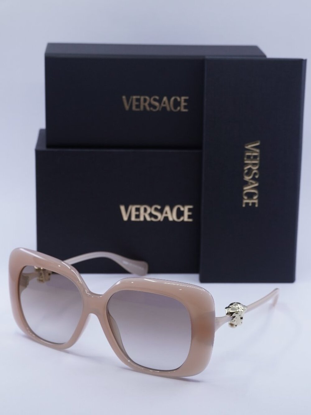 Versace VE4499U 55386E Square Sunglasses – Opal Rose\Gradient Brown